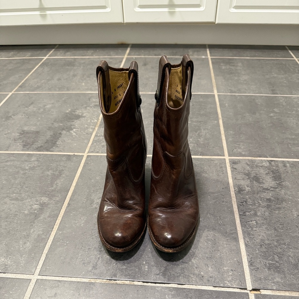 Frye Dark Brown Leather Mid-Calf Boots
